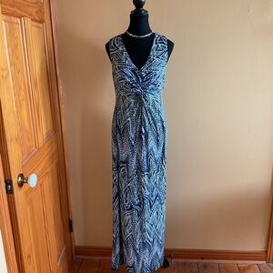 MARIO SERRANI Blue Patterned Maxi Dress size S